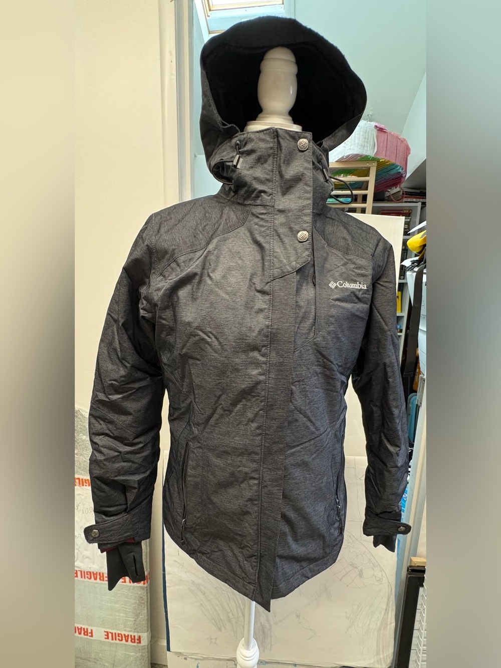 Columbia Women's Charcoal Hooded Ski Jacket